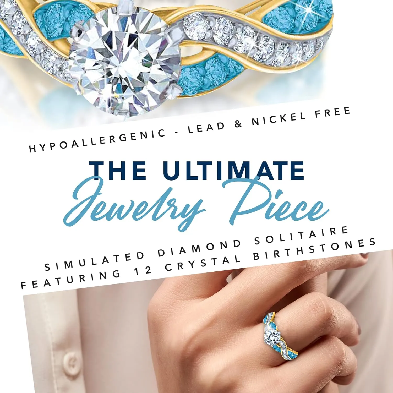 The Danbury Mint Birthstone Swirl Personalized Ring (April, 5), Customized Birthstone Ring, Luxuriously Engraved Women's Ring #11084-0014