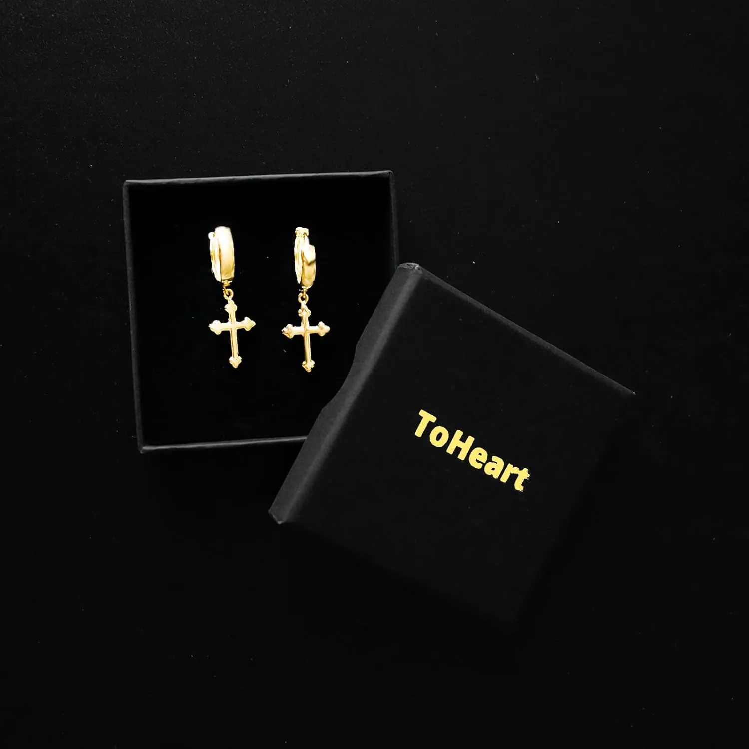ToHeart Gold Cross Hoop Earrings for Womens Minimalist Gold Earrings Dangle Elegant Hypoallergenic Gifts