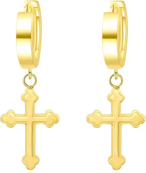 ToHeart Gold Cross Hoop Earrings for Womens Minimalist Gold Earrings Dangle Elegant Hypoallergenic Gifts