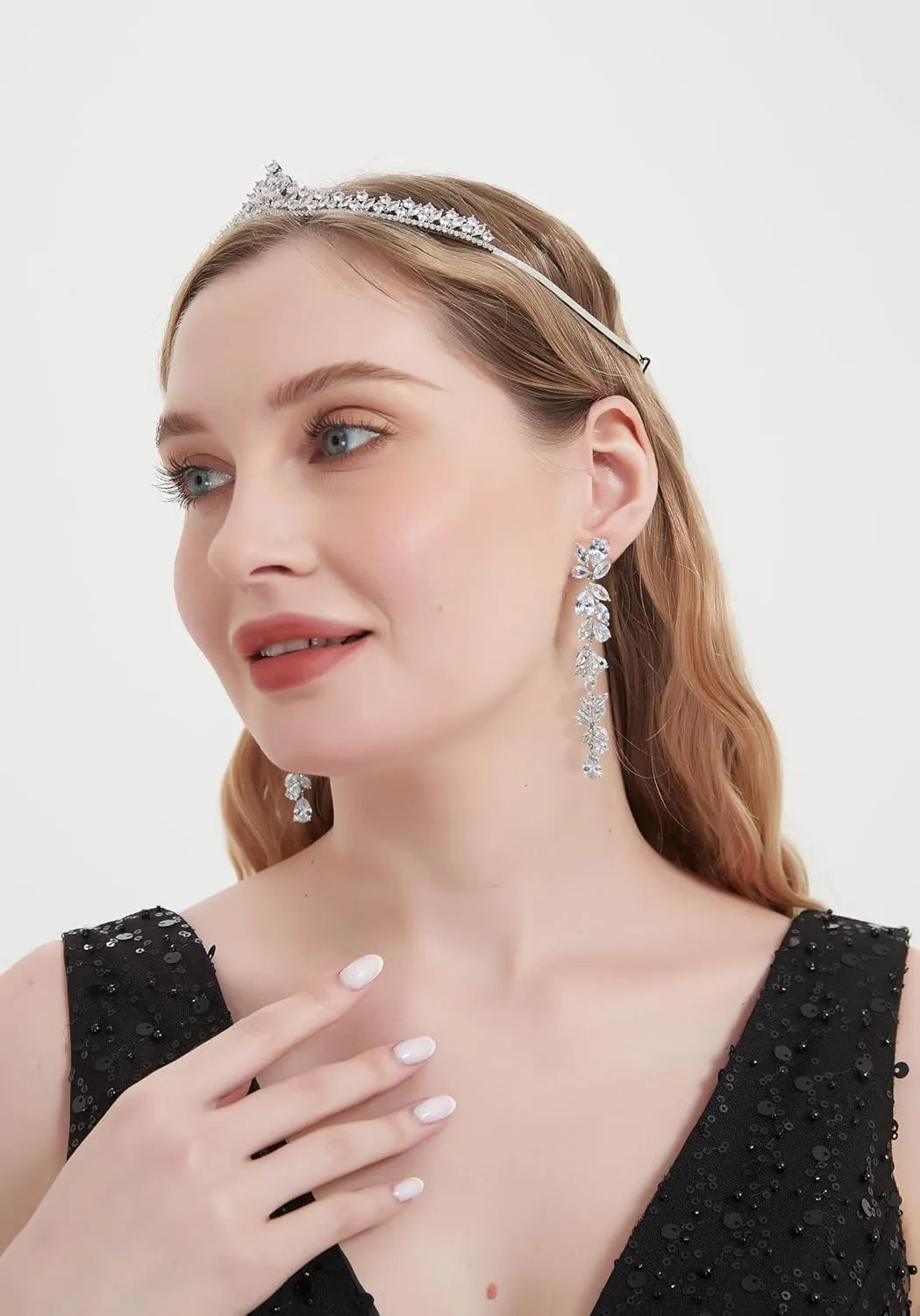 UDYLGOON Cubic Zirconia Chandelier Long Dangle Earrings for Women Bride Bridesmaid Wedding Prom Pageant Party