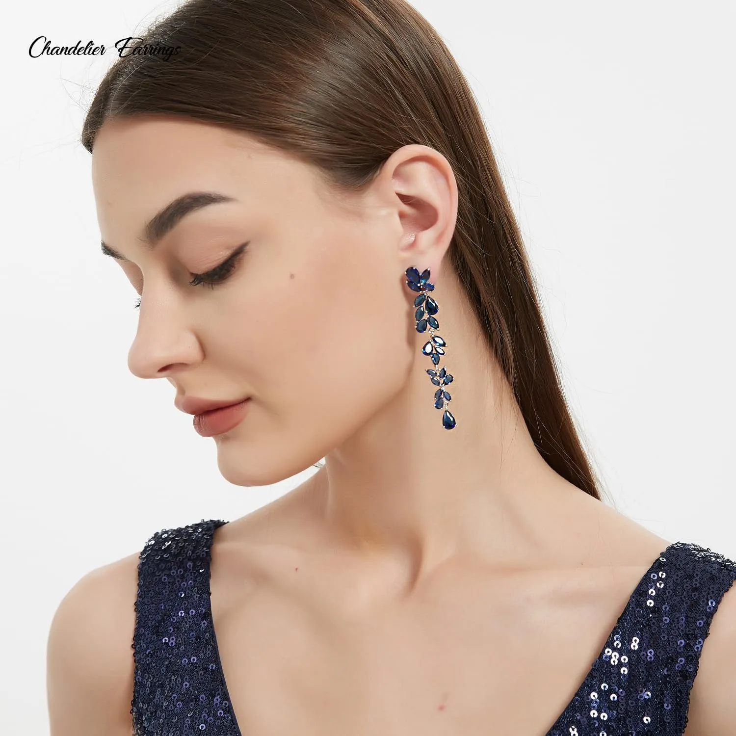 UDYLGOON Cubic Zirconia Chandelier Long Dangle Earrings for Women Bride Bridesmaid Wedding Prom Pageant Party