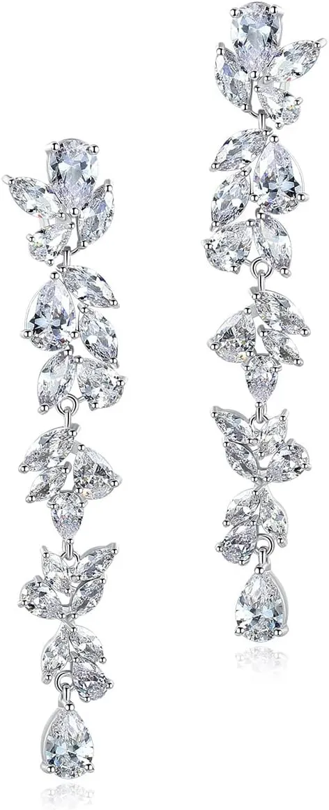 UDYLGOON Cubic Zirconia Chandelier Long Dangle Earrings for Women Bride Bridesmaid Wedding Prom Pageant Party