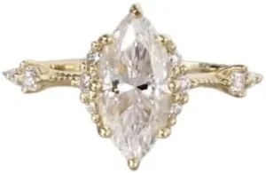 Vintage Engagement Ring Marquise Diamond Ring Cluster Band Diamond Gold Plated Wedding Ring Birthday Gifts For Her.size 3-12 (USA)