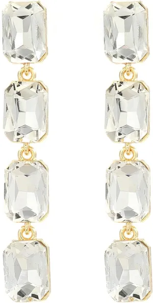 Vintage Rhinestone Geometry Dangle Earrings for Women Crystal Statement Drop Earrings Rectangle Dangling Earrings Wedding Jewelry Gifts