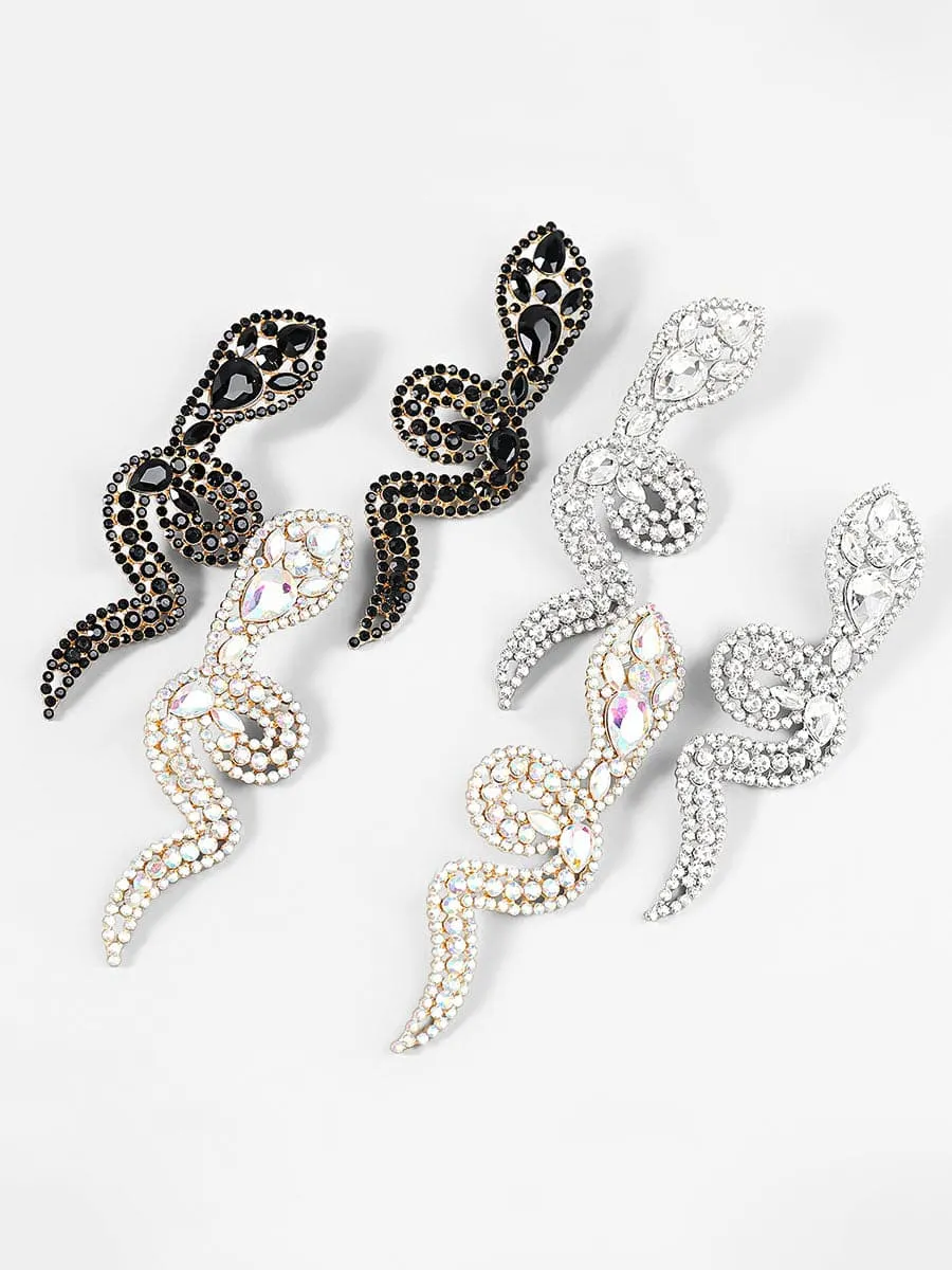 Vintage Rhinestone Snake Earrings MSE00138
