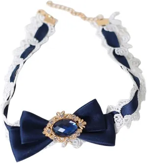 Vintage Ribbon Bow Collar Necklace Lace Bow Necklace Lace Bow Choker Lolita Necklace Choker for Wedding Party Daily
