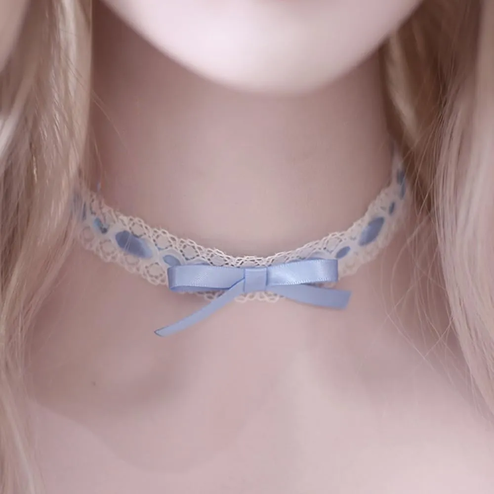 Vintage Ribbon Bow Collar Necklace Lace Bow Necklace Lace Bow Choker Lolita Necklace Choker for Women