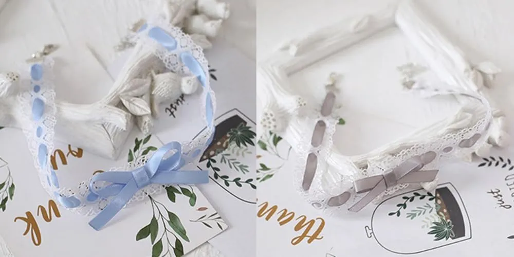 Vintage Ribbon Bow Collar Necklace Lace Bow Necklace Lace Bow Choker Lolita Necklace Choker for Women