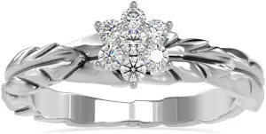 VVS Certified Leaf Shape Ring in 18K White/Yellow/Rose Gold with 7 Round Natural Diamonds Wedding Band Ring for Men/Women | Bridal Ring for Her | Couple Promise Ring for Women (0.18 Ct, IJ-SI)