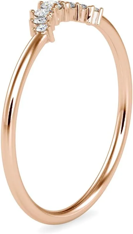 VVS Certified Princess Crown Style Diamond Band Ring made in 10K White/Yellow/Rose Gold studded With 0.093 Tcw Round Brilliant Natural Diamond Wedding Rings, Promise Ring, Birthday Gift for her