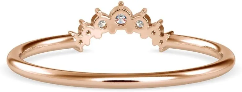 VVS Certified Princess Crown Style Diamond Band Ring made in 10K White/Yellow/Rose Gold studded With 0.093 Tcw Round Brilliant Natural Diamond Wedding Rings, Promise Ring, Birthday Gift for her