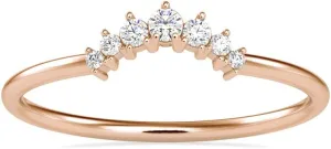VVS Certified Princess Crown Style Diamond Band Ring made in 10K White/Yellow/Rose Gold studded With 0.093 Tcw Round Brilliant Natural Diamond Wedding Rings, Promise Ring, Birthday Gift for her