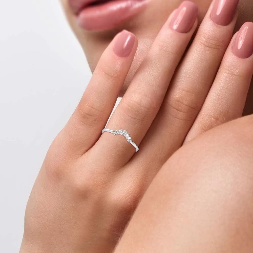 VVS Certified Princess Crown Style Diamond Band Ring made in 10K White/Yellow/Rose Gold studded With 0.093 Tcw Round Brilliant Natural Diamond Wedding Rings, Promise Ring, Birthday Gift for her
