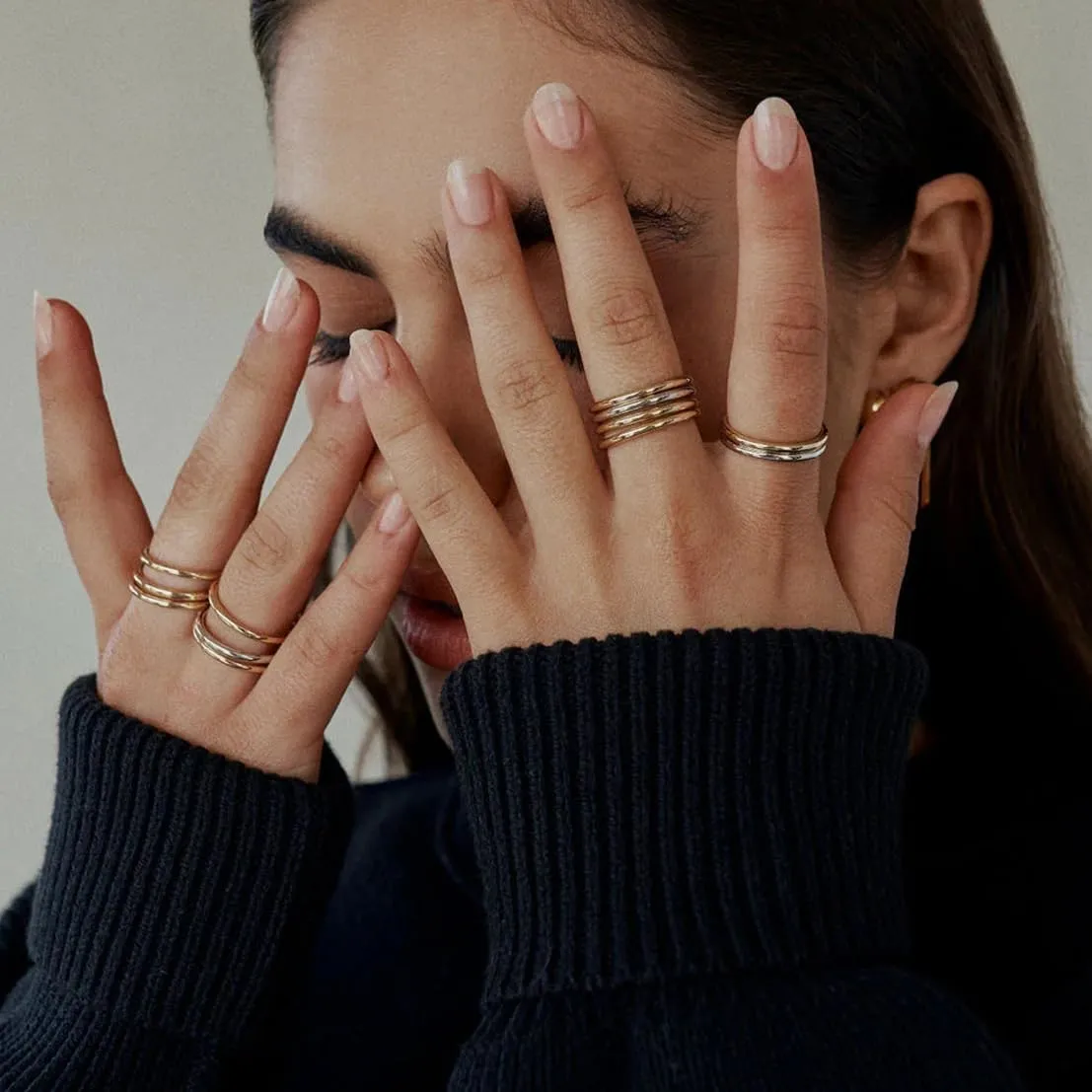 Waterproof Non Tarnish Stackable Rings for Women - Silver Gold Rose Gold Multi Ring Interlocked 3 Ring Set - Water Resistant Never Fades Stacking Rings Band for Women
