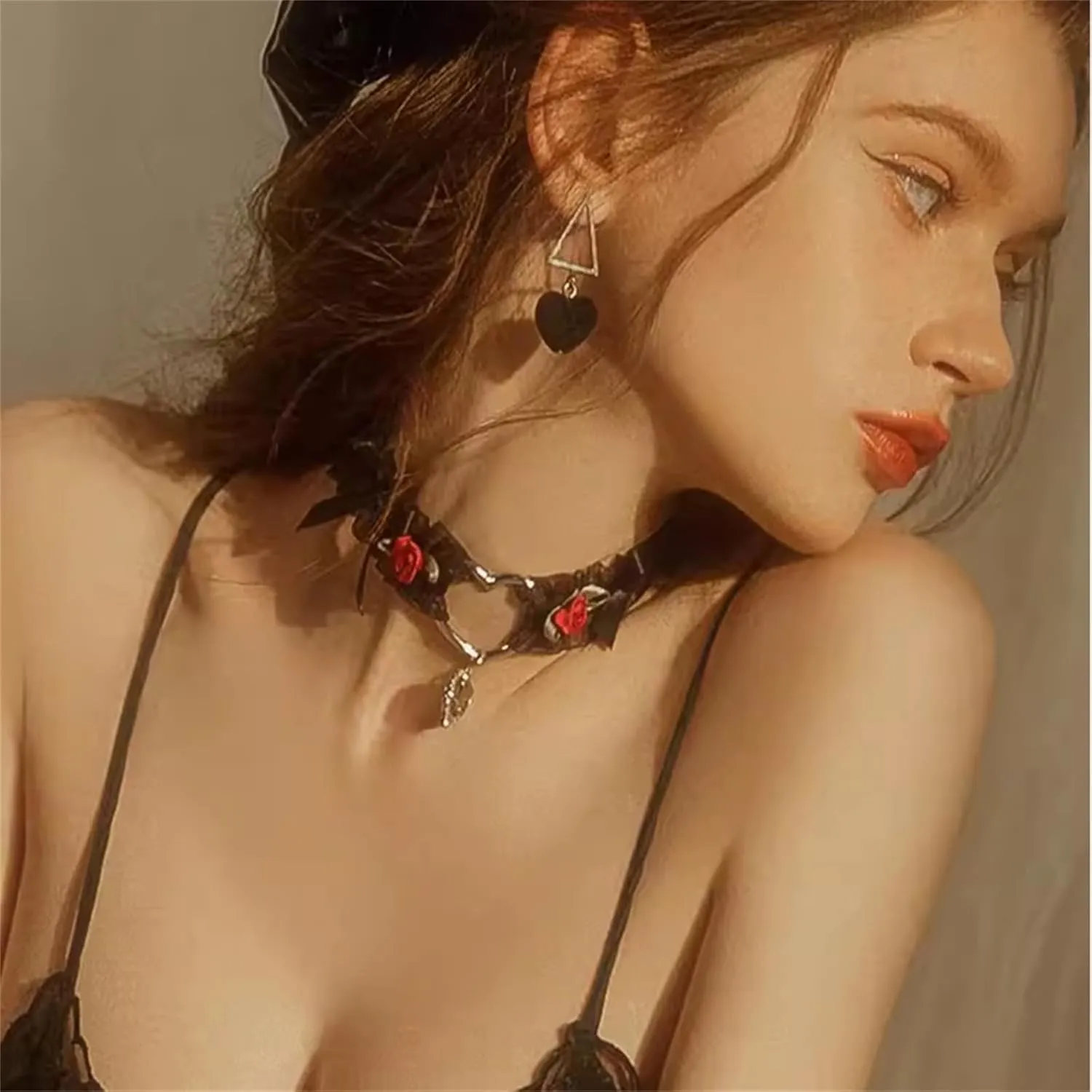 WCRAZYE Vintage Heart Bow Choker Necklace for Women Vintage Necklace Elegant Braided Bow Adjustable Goth Black Velvet Chain Y2K Trendy Christmas Jewelry Gifts Cosplay Neck Accessories