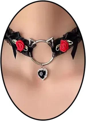 WCRAZYE Vintage Heart Bow Choker Necklace for Women Vintage Necklace Elegant Braided Bow Adjustable Goth Black Velvet Chain Y2K Trendy Christmas Jewelry Gifts Cosplay Neck Accessories