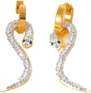 White Snake Drop Dangle Earrings Gold Small Huggie Hoop Earrings Cute Snake Jewelry for Women