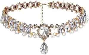 Wide Fake Diamond Choker Crystal light necklace choker temperament neck accessories Chocker clavicle chain women