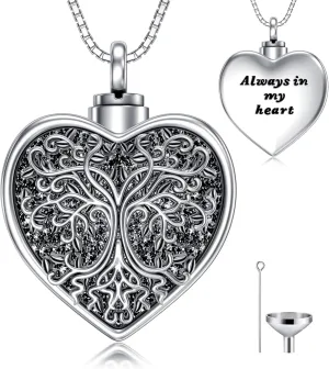 WINNICACA Urn Necklace for Ashes Tree of Life Cremation Jewelry for Ashes Sterling Silver Urn Pendants for Women Holds Ash with Funnel Filler Kit Memorial Gifts of Lost Love One