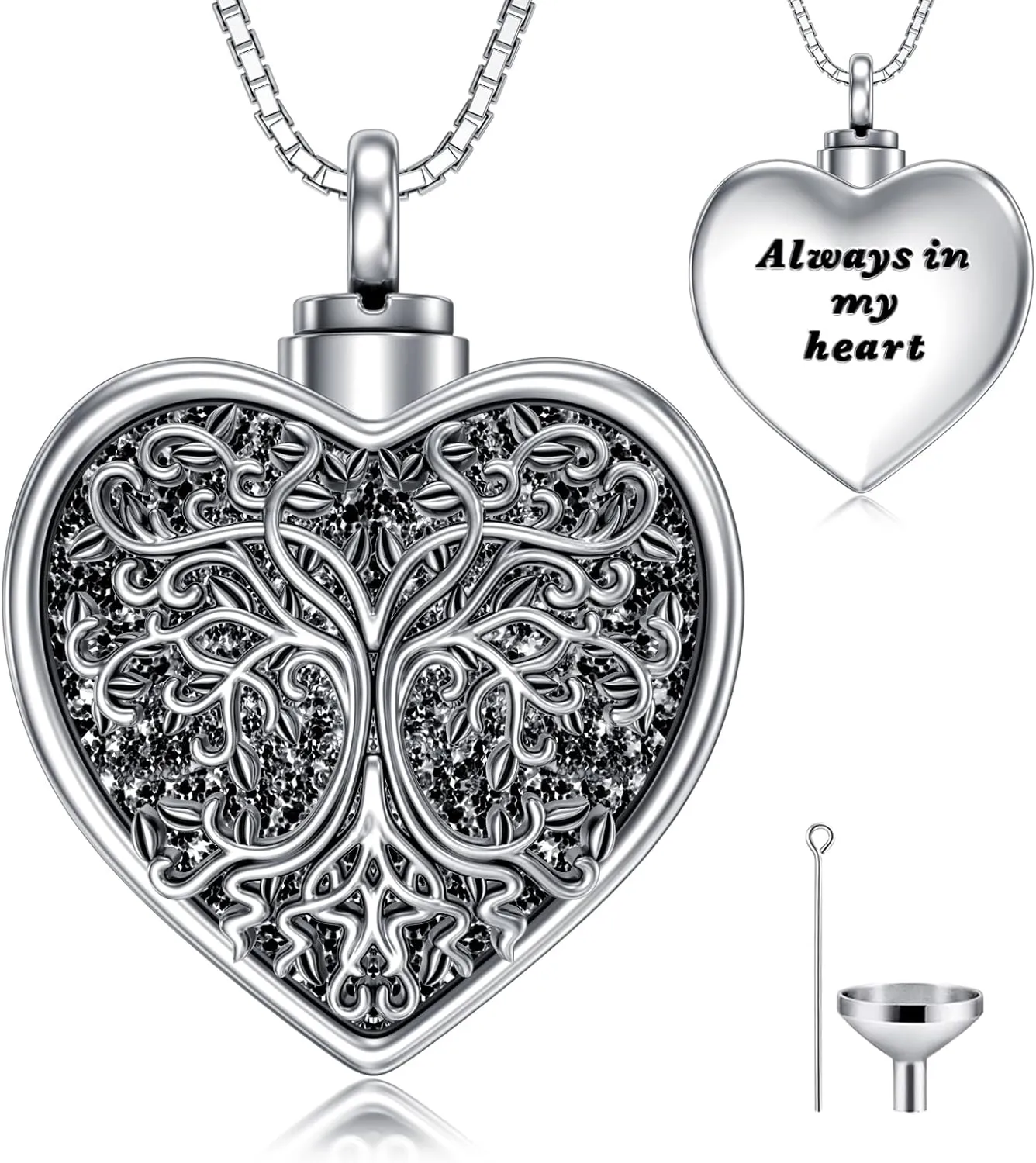 WINNICACA Urn Necklace for Ashes Tree of Life Cremation Jewelry for Ashes Sterling Silver Urn Pendants for Women Holds Ash with Funnel Filler Kit Memorial Gifts of Lost Love One