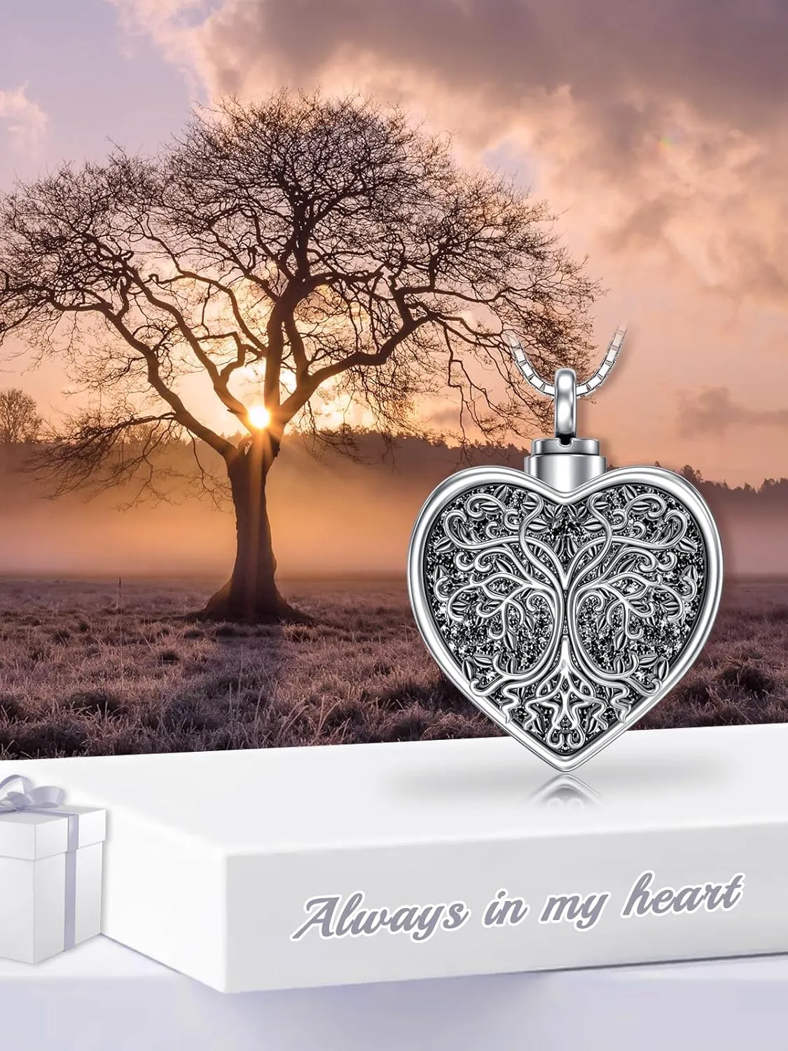 WINNICACA Urn Necklace for Ashes Tree of Life Cremation Jewelry for Ashes Sterling Silver Urn Pendants for Women Holds Ash with Funnel Filler Kit Memorial Gifts of Lost Love One
