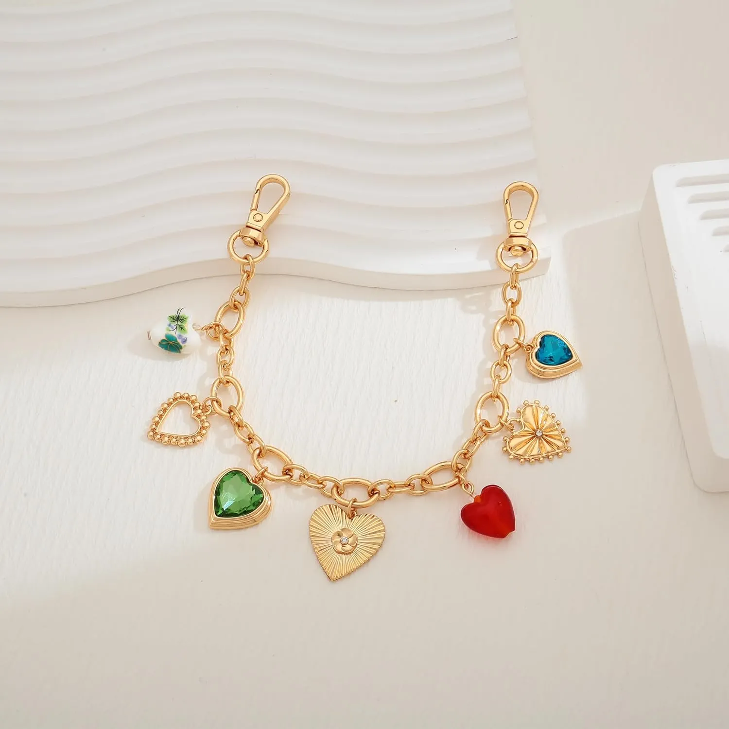 WOWORAMA Fruit Bag Charm Chain for Women Cherry Heart Keychain Bag Extender Chain Fruit Cherry Purse Charm Handle Chains