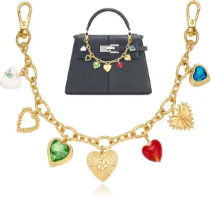 WOWORAMA Fruit Bag Charm Chain for Women Cherry Heart Keychain Bag Extender Chain Fruit Cherry Purse Charm Handle Chains