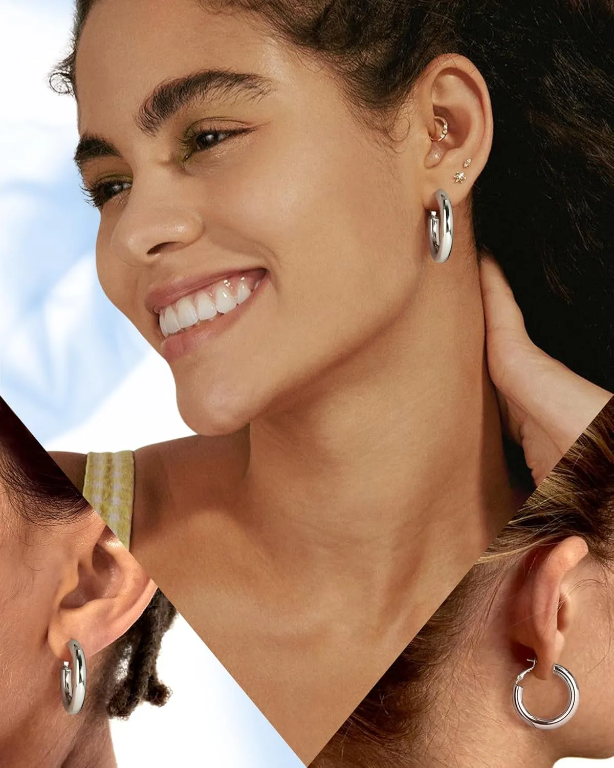 wowshow Gold Hoop Earrings for Women Chunky Hoops 14K Gold Plated Thick Hollow Tube Lightweight Earrings for Mother's Day Birthday Gifts 20/25/30/40/50MM