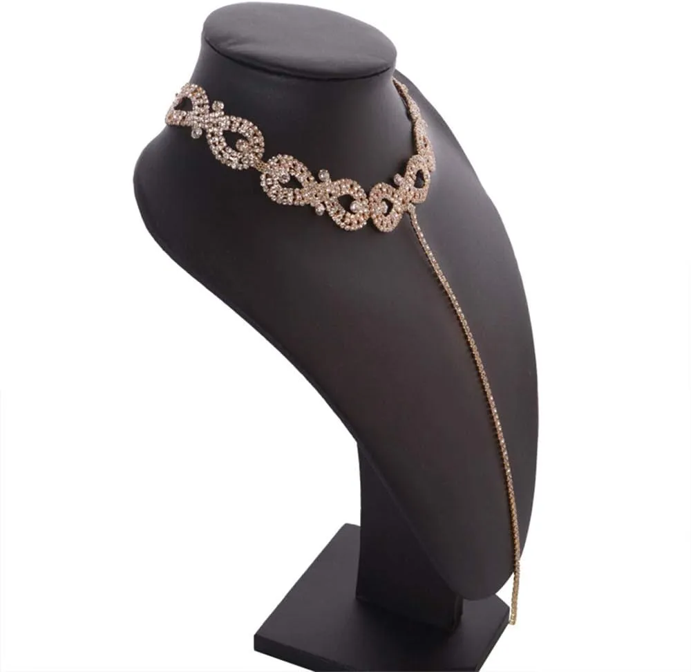 YERTTER Y Choker Rhinestone Crystal Oval Link Chain Tassel Choker Cuba Link Chain Necklace Set for Women Girls