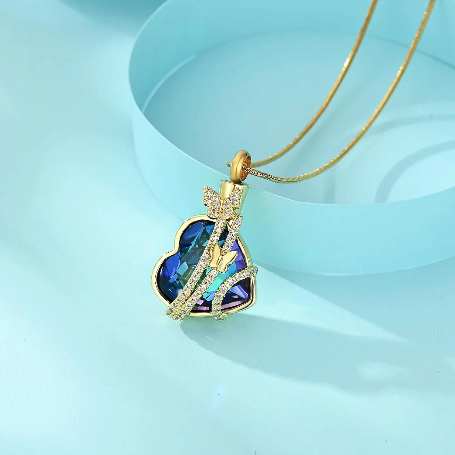 zeqingjw Cremation Jewelry Urn Necklace for Ashes Pendants Butterfly with Flower Memorial Funeral Keepsake Jewelry for Ashes