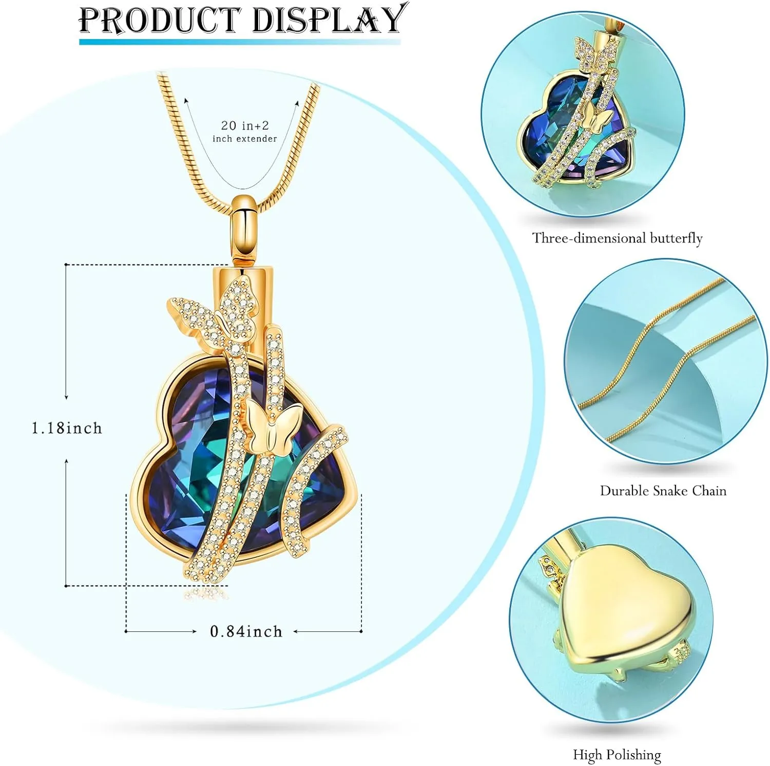 zeqingjw Cremation Jewelry Urn Necklace for Ashes Pendants Butterfly with Flower Memorial Funeral Keepsake Jewelry for Ashes