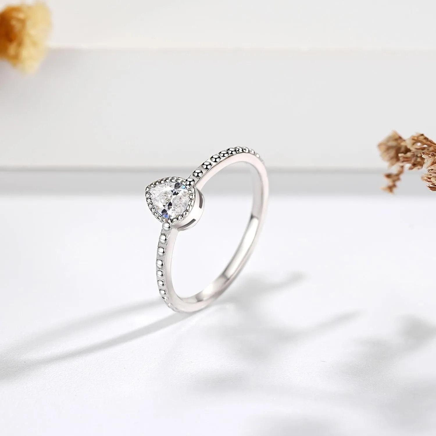 ZOEXUE Birthstone Rings for Women Teen S925 Sterling Silver Stacking Birthstones Ring Cubic Zirconia Teardrop Band Rings Birthday Jewelry Gifts for Mother Daughter Her